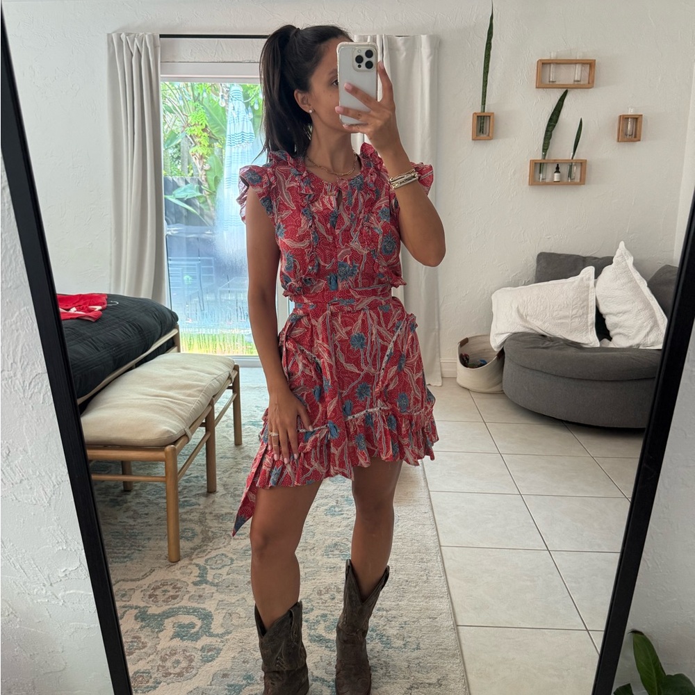 Isabel Marant Asymmetrical Dress in Red and Blue